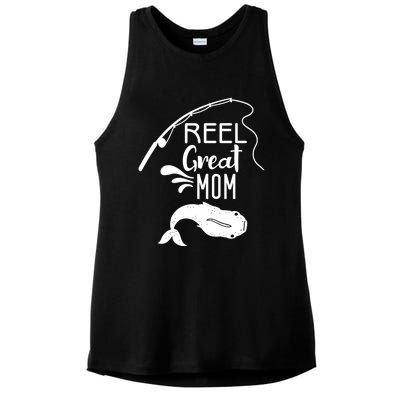 Reel Great Mom Fishing Gift Ladies PosiCharge Tri-Blend Wicking Tank