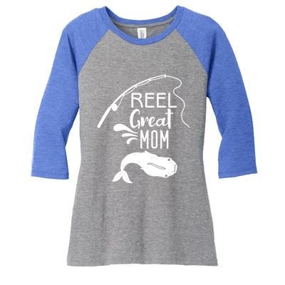 Reel Great Mom Fishing Gift Women's Tri-Blend 3/4-Sleeve Raglan Shirt