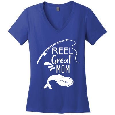 Reel Great Mom Fishing Gift Women's V-Neck T-Shirt