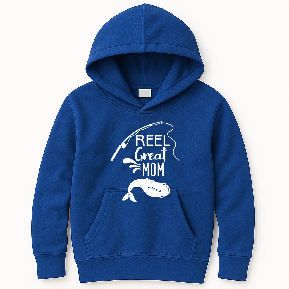 Reel Great Mom Fishing Gift Kids Hoodie