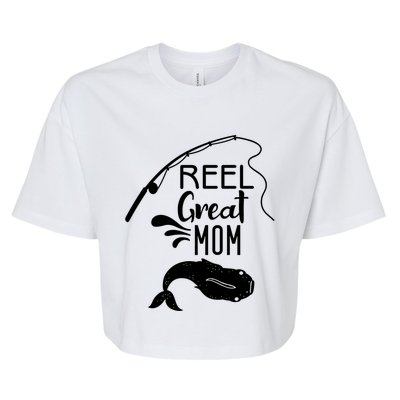 Reel Great Mom Fishing Gift Bella+Canvas Jersey Crop Tee