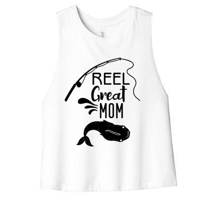 Reel Great Mom Fishing Gift Women's Racerback Cropped Tank