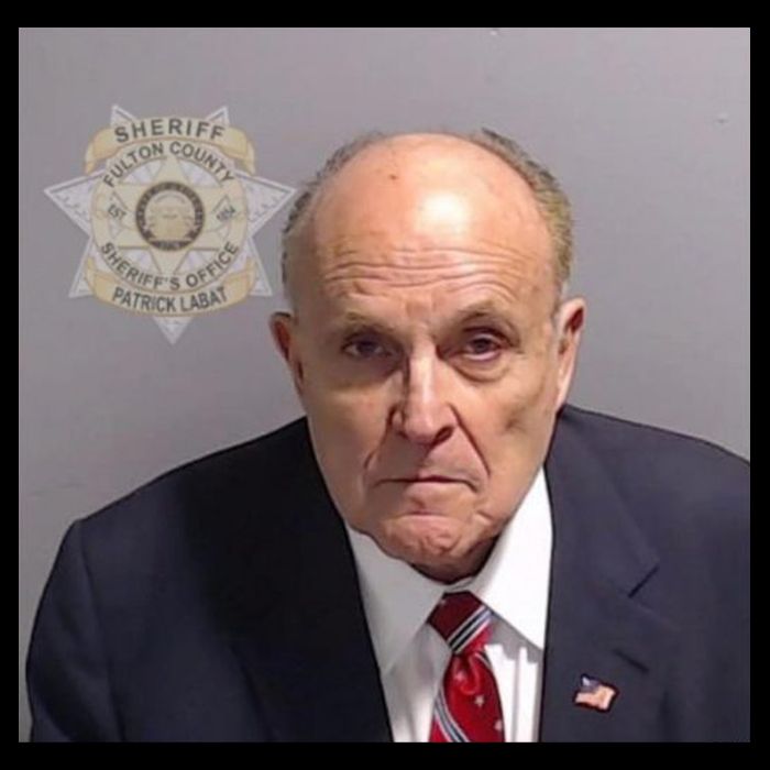 Rudy Giuliani Mugshot Pom Pom 12in Knit Beanie
