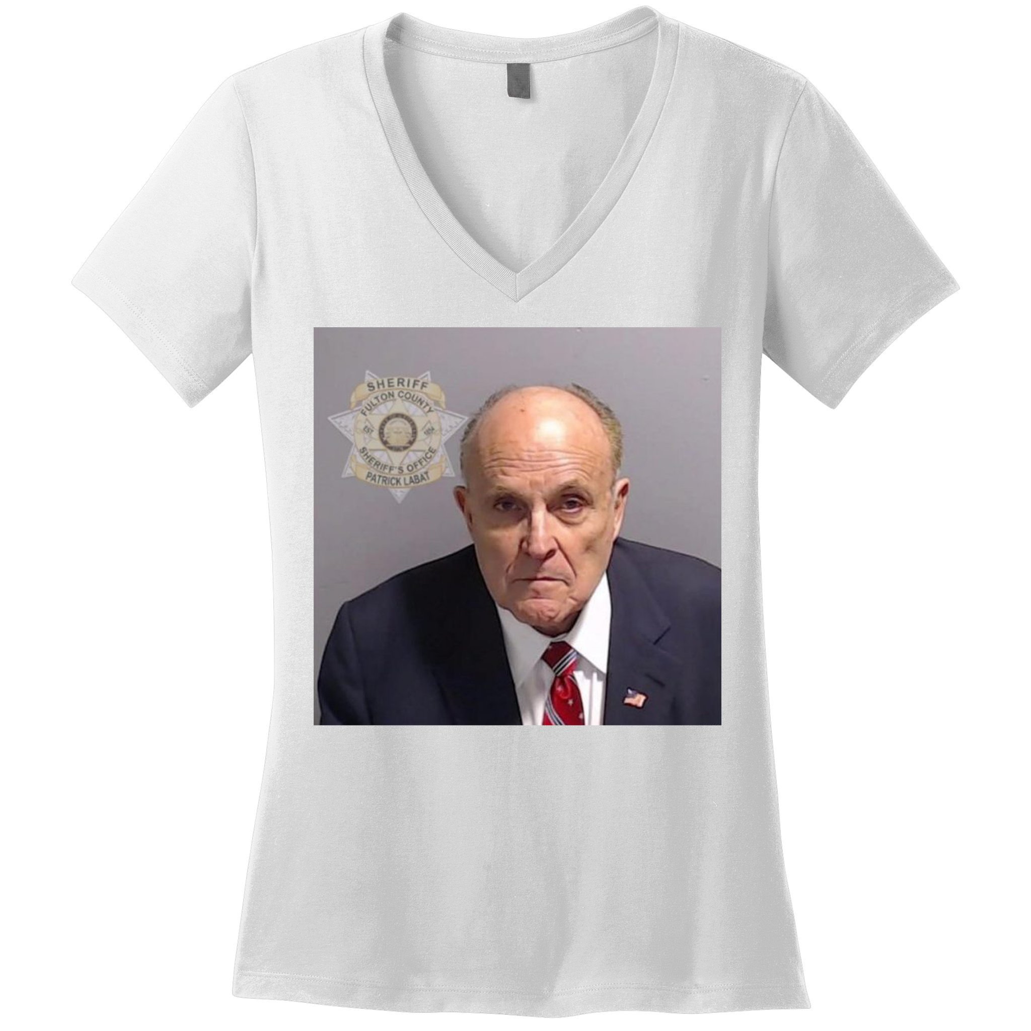 Rudy Giuliani Mugshot Women's V-Neck T-Shirt