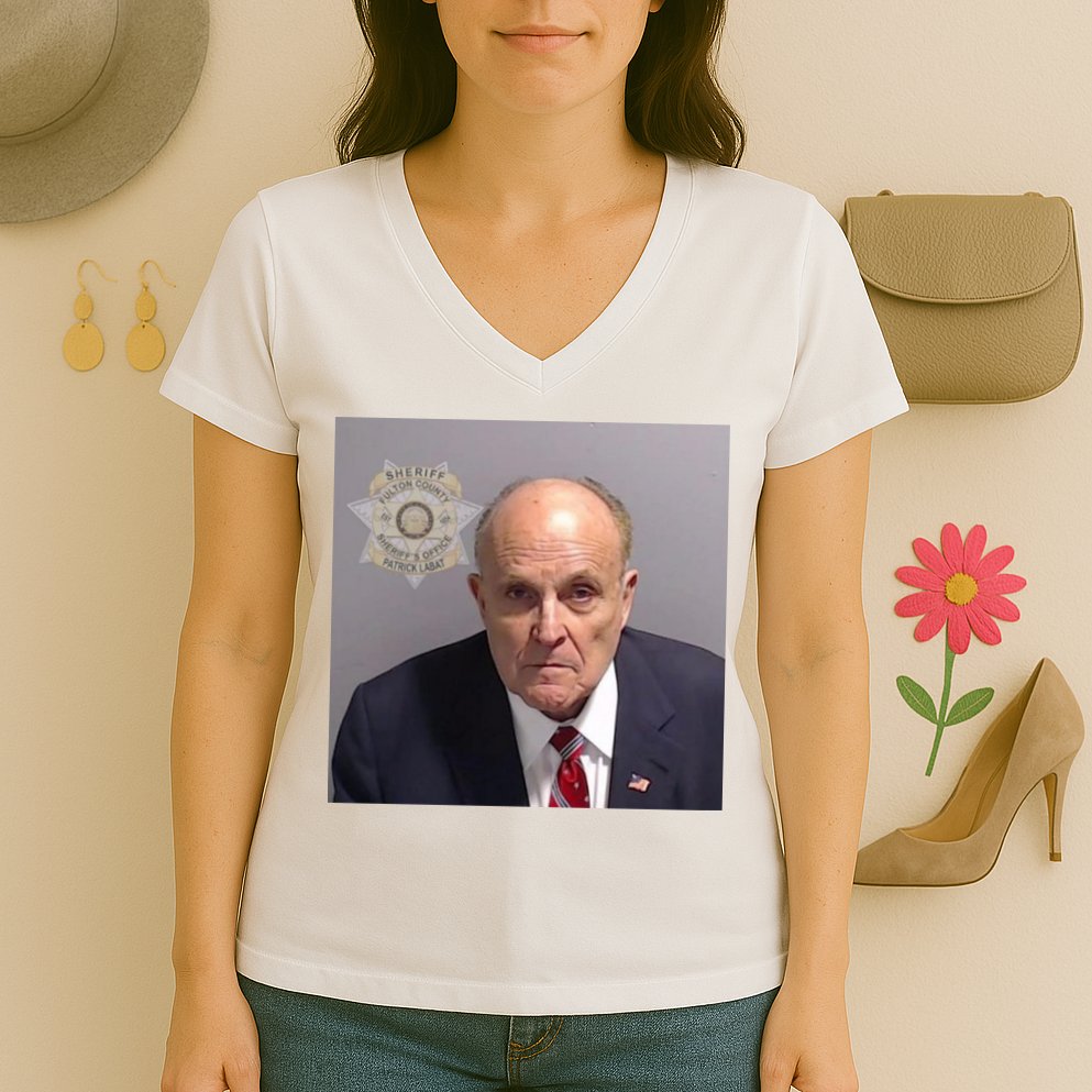 Rudy Giuliani Mugshot Women's V-Neck T-Shirt