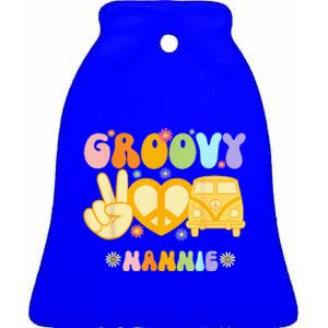 Retro Groovy Nannie Grandma Family Matching Mothers Day Ceramic Bell Ornament