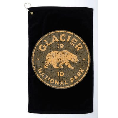 Retro Glacier National Park Montana Hiking Platinum Collection Golf Towel