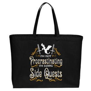 Rpg Gamer Not Procrastinating Side Quest Cotton Canvas Jumbo Tote