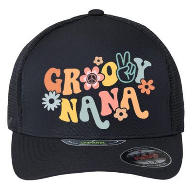 Retro Groovy Nana Matching Family 1st Birthday Party Flexfit Unipanel Trucker Cap