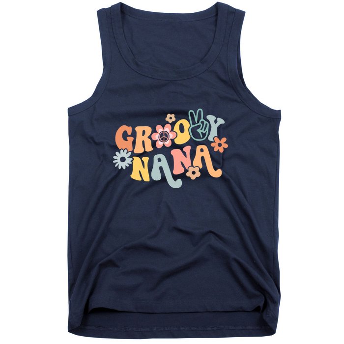 Retro Groovy Nana Matching Family 1st Birthday Party Tank Top