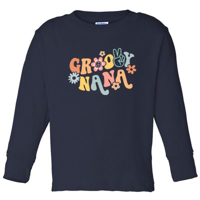 Retro Groovy Nana Matching Family 1st Birthday Party Toddler Long Sleeve Shirt