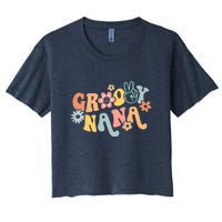 Retro Groovy Nana Matching Family 1st Birthday Party Women's Crop Top Tee