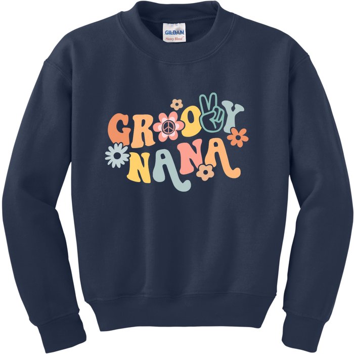 Retro Groovy Nana Matching Family 1st Birthday Party Kids Sweatshirt