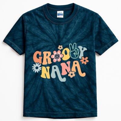 Retro Groovy Nana Matching Family 1st Birthday Party Kids Tie-Dye T-Shirt