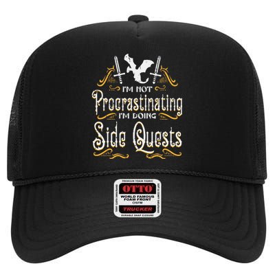 Rpg Gamer Not Procrastinating Side Quest High Crown Mesh Back Trucker Hat