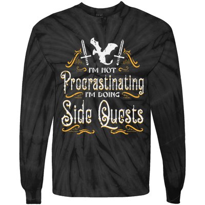 Rpg Gamer Not Procrastinating Side Quest Tie-Dye Long Sleeve Shirt