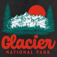 Retro Glacier National Park 80S Mountain Graphic Gift 7 Panel Mesh Trucker Snapback Hat