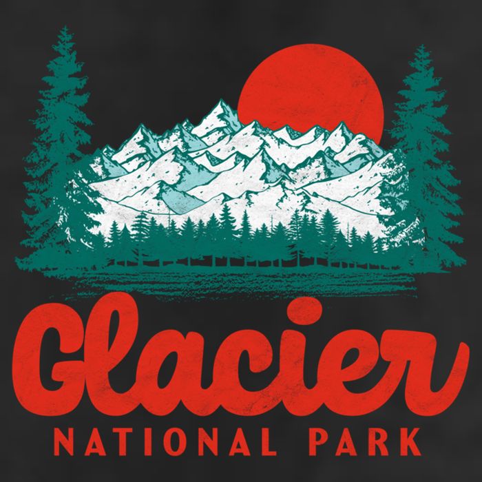 Retro Glacier National Park 80S Mountain Graphic Gift 7 Panel Mesh Trucker Snapback Hat