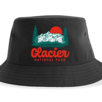 Retro Glacier National Park 80S Mountain Graphic Gift Sustainable Bucket Hat