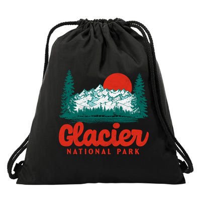 Retro Glacier National Park 80S Mountain Graphic Gift Drawstring Bag
