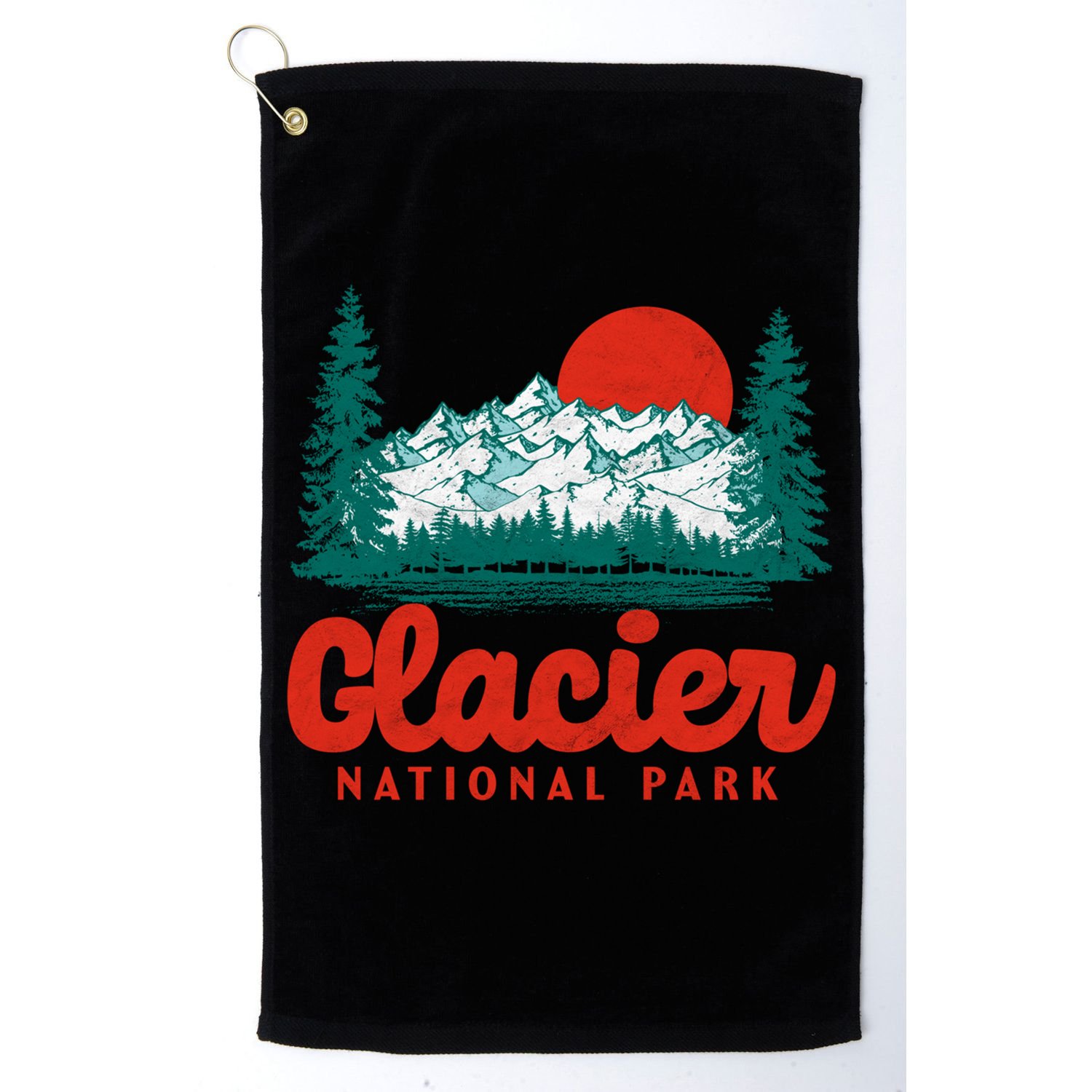 Retro Glacier National Park 80S Mountain Graphic Gift Golf Towel