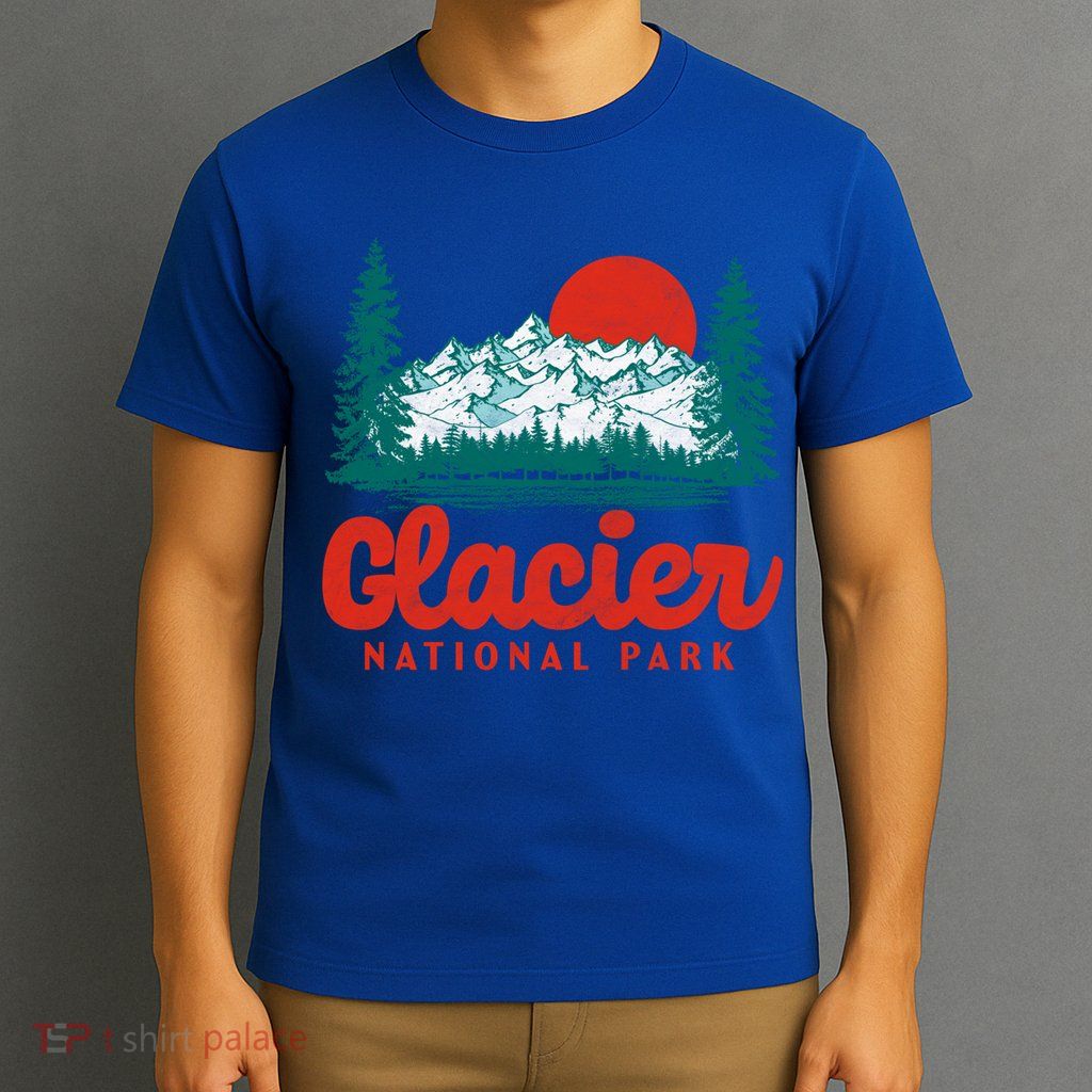Retro Glacier National Park 80S Mountain Graphic Gift T-Shirt