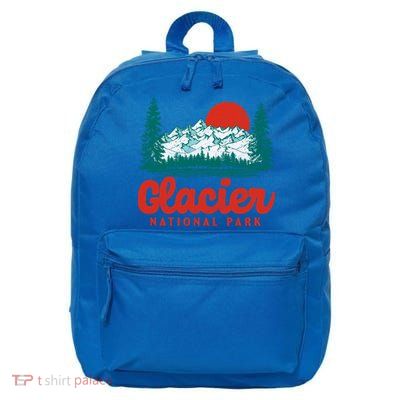 Retro Glacier National Park 80S Mountain Graphic Gift 16 in Basic Backpack