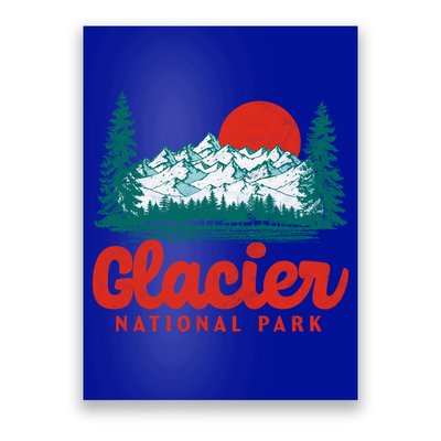 Retro Glacier National Park 80S Mountain Graphic Gift Poster