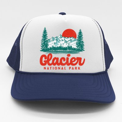 Retro Glacier National Park 80S Mountain Graphic Gift Trucker Hat