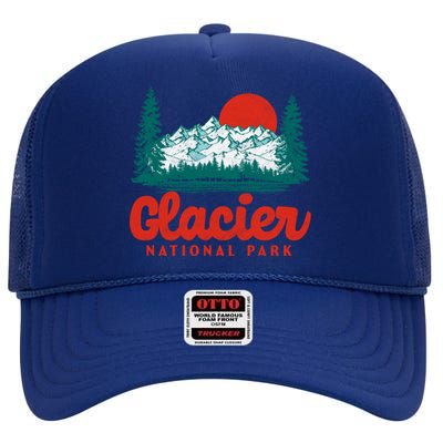 Retro Glacier National Park 80S Mountain Graphic Gift High Crown Mesh Back Trucker Hat