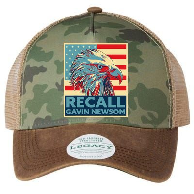 Recall Gavin Newsom 4th of July US American Flag Eagle Legacy Tie Dye Trucker Hat