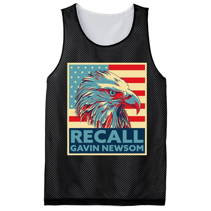 Recall Gavin Newsom 4th of July US American Flag Eagle Mesh Reversible Basketball Jersey Tank