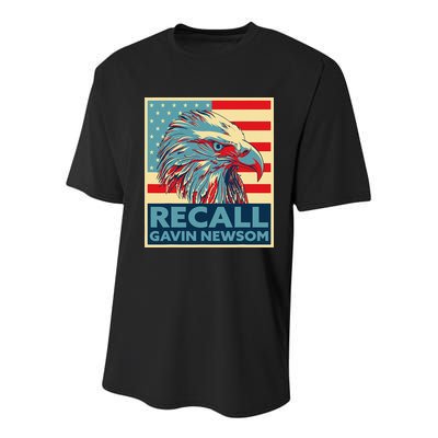 Recall Gavin Newsom 4th of July US American Flag Eagle Youth Performance Sprint T-Shirt