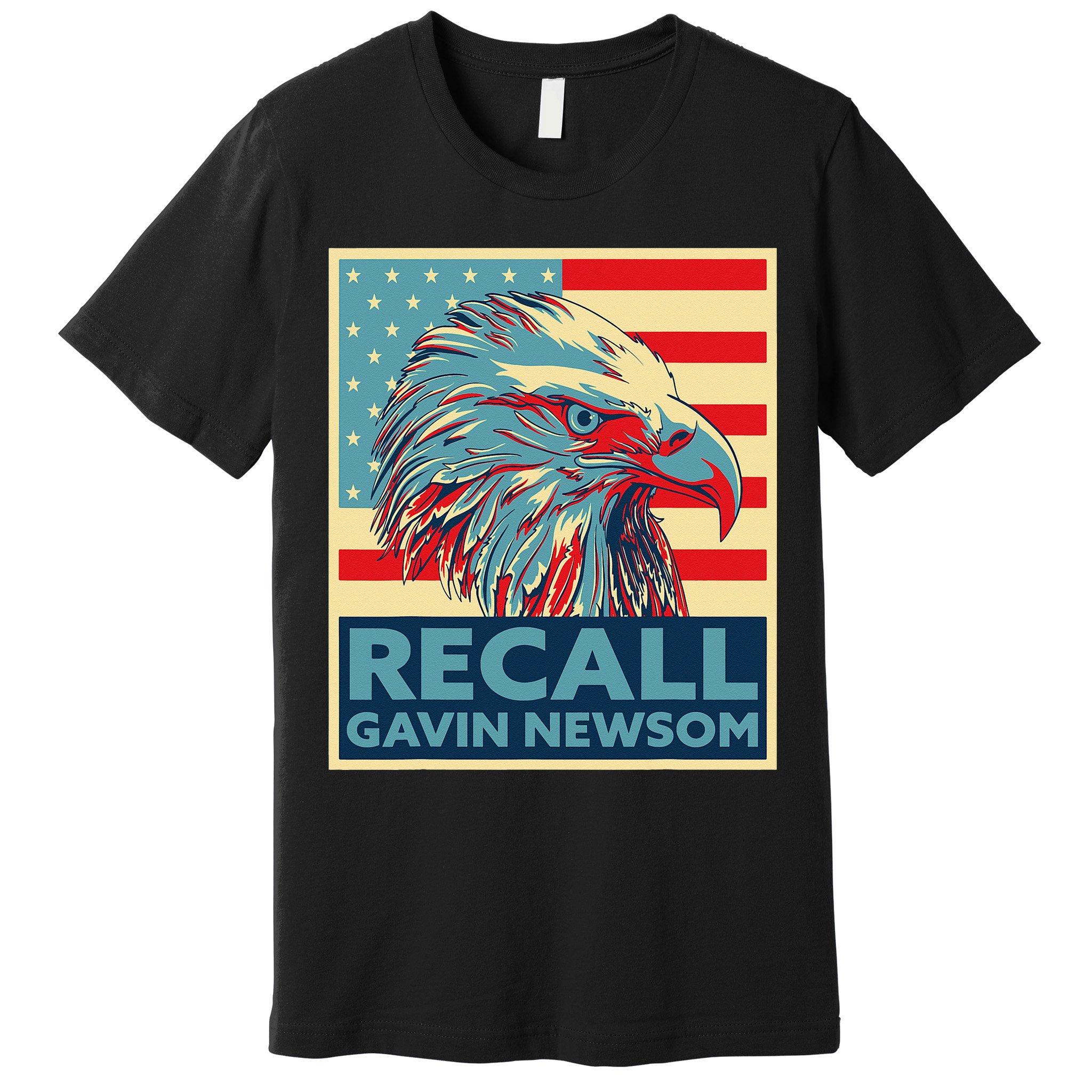 Recall Gavin Newsom 4th of July US American Flag Eagle Premium T-Shirt