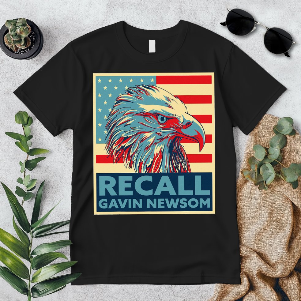 Recall Gavin Newsom 4th of July US American Flag Eagle Premium T-Shirt