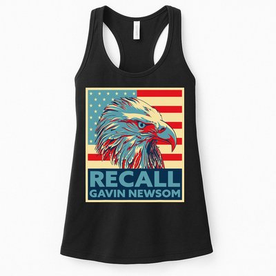 Recall Gavin Newsom 4th of July US American Flag Eagle Womens Tank Top