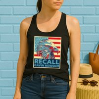 Recall Gavin Newsom 4th of July US American Flag Eagle Womens Tank Top