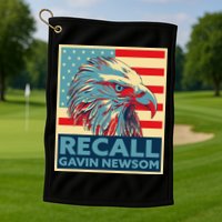 Recall Gavin Newsom 4th of July US American Flag Eagle Golf Towel