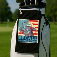 Recall Gavin Newsom 4th of July US American Flag Eagle Golf Towel