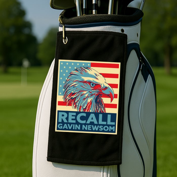 Recall Gavin Newsom 4th of July US American Flag Eagle Golf Towel