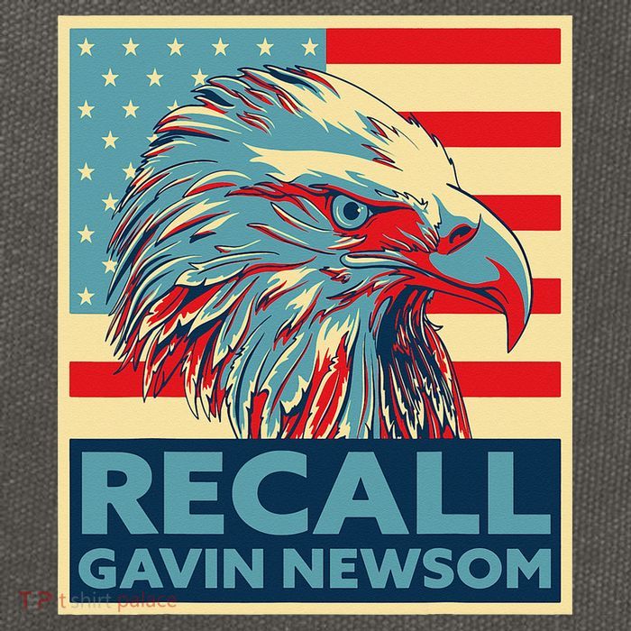 Recall Gavin Newsom 4th of July US American Flag Eagle Cotton Canvas Backpack