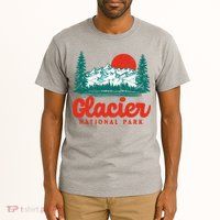 Retro Glacier National Park 80's Mountain Tall T-Shirt