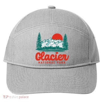 Retro Glacier National Park 80's Mountain 7-Panel Snapback Hat