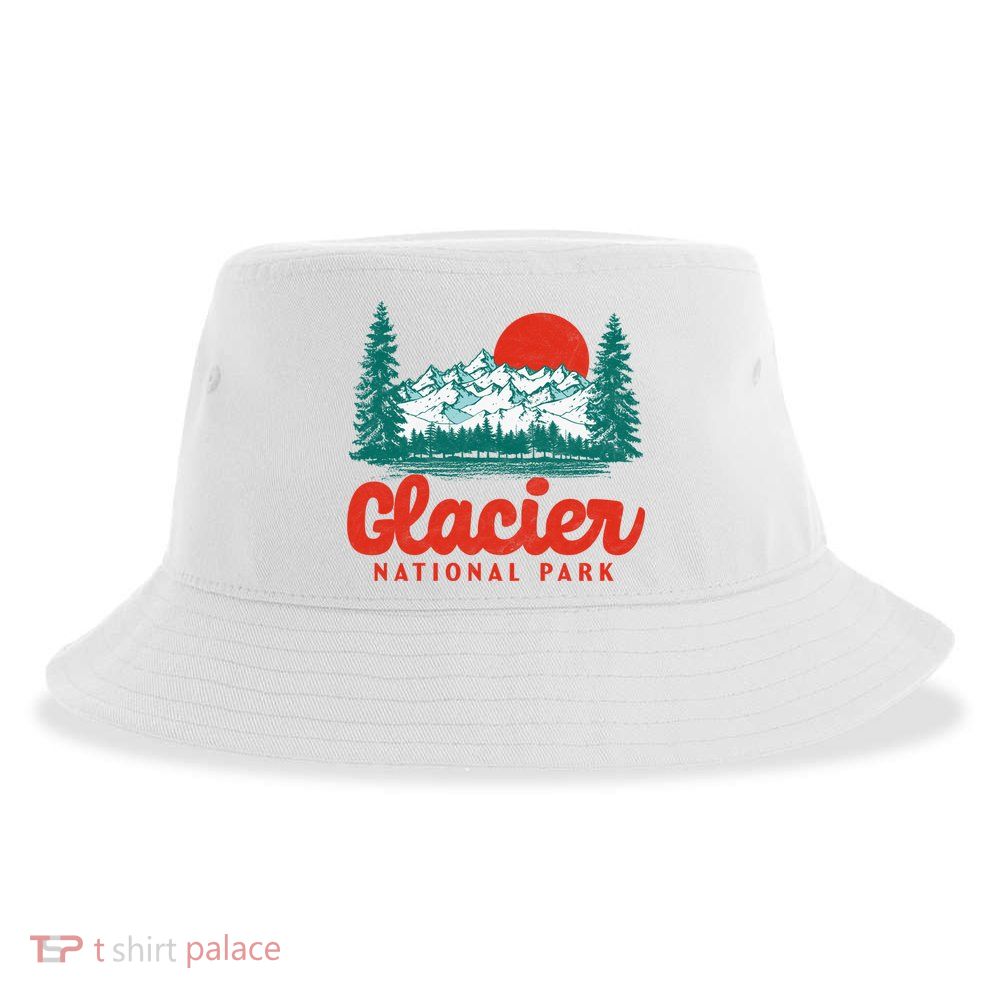 Retro Glacier National Park 80's Mountain Sustainable Bucket Hat