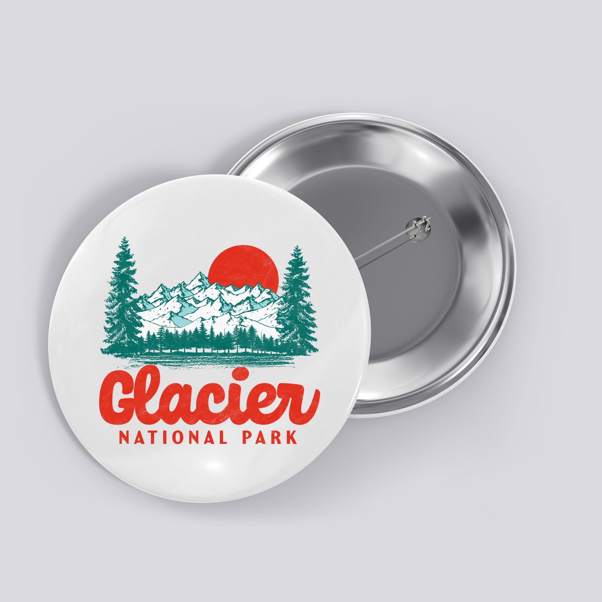 Retro Glacier National Park 80's Mountain Button