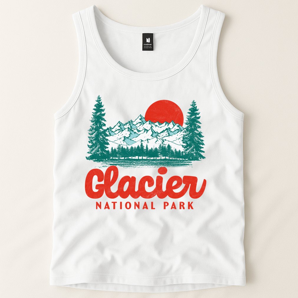 Retro Glacier National Park 80's Mountain Tank Top