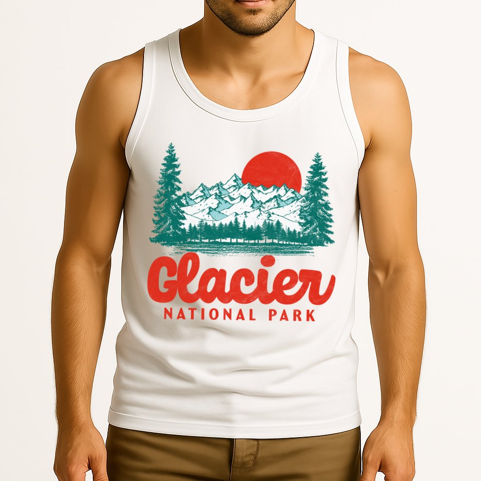 Retro Glacier National Park 80's Mountain Tank Top