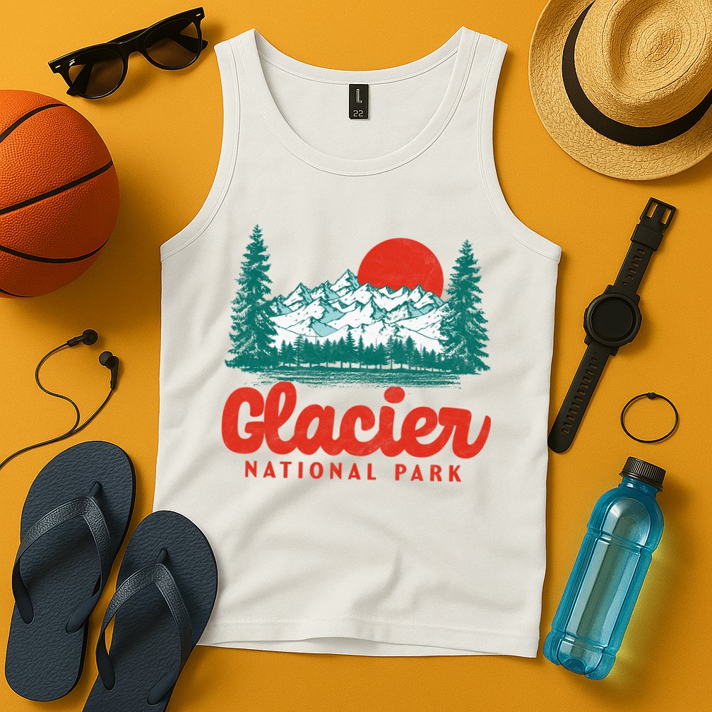 Retro Glacier National Park 80's Mountain Tank Top