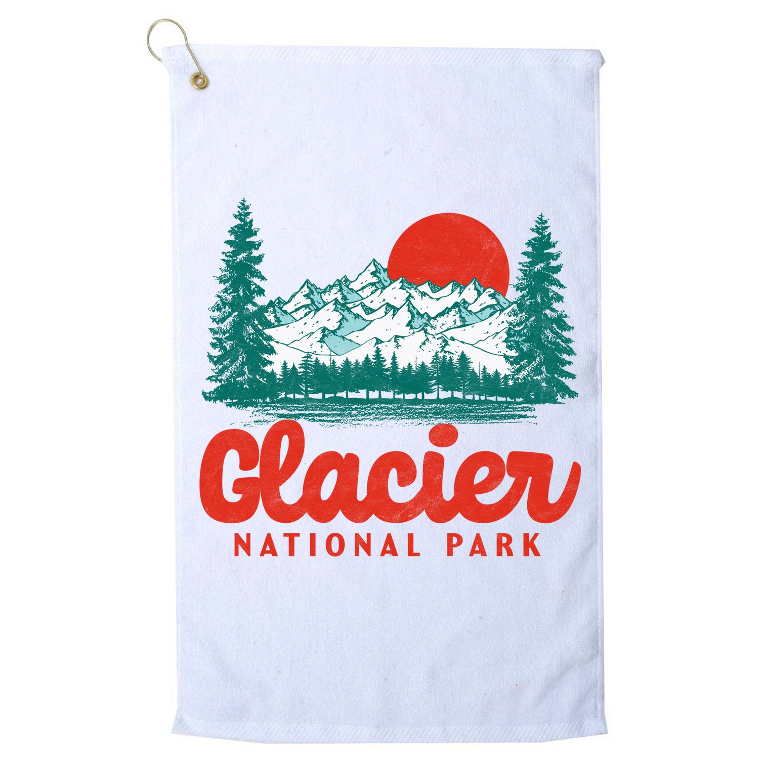 Retro Glacier National Park 80's Mountain Golf Towel