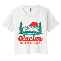 Retro Glacier National Park 80's Mountain Women's Crop Top Tee